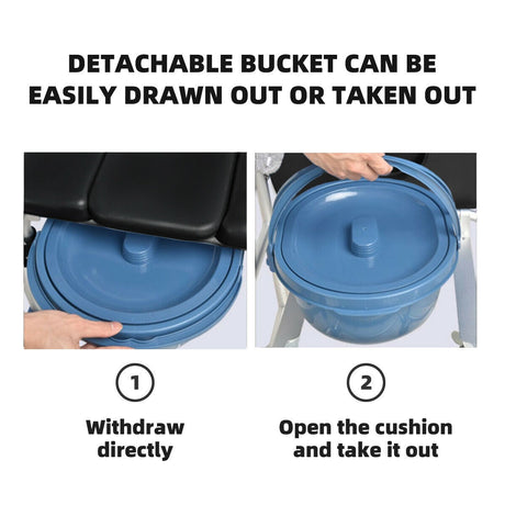 Silla de ruedas de aluminio 2 en 1 para ducha e inodoro con ruedas con bloqueo