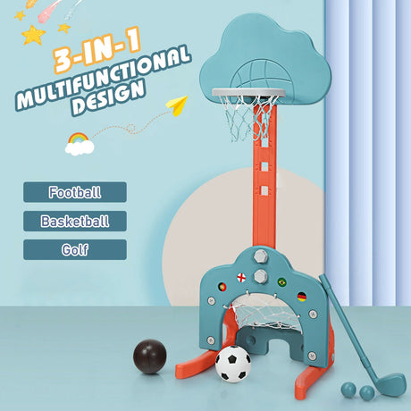 Set de baloncesto 3 en 1 para niños con pelotas