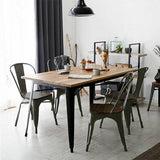 4 sillas de comedor metálicas apilables estilo Tolix con asiento de madera
