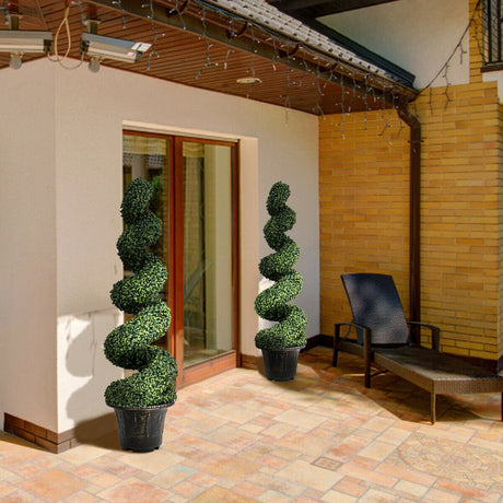 Árbol artificial de boj en espiral de 4 pies con hojas verdes