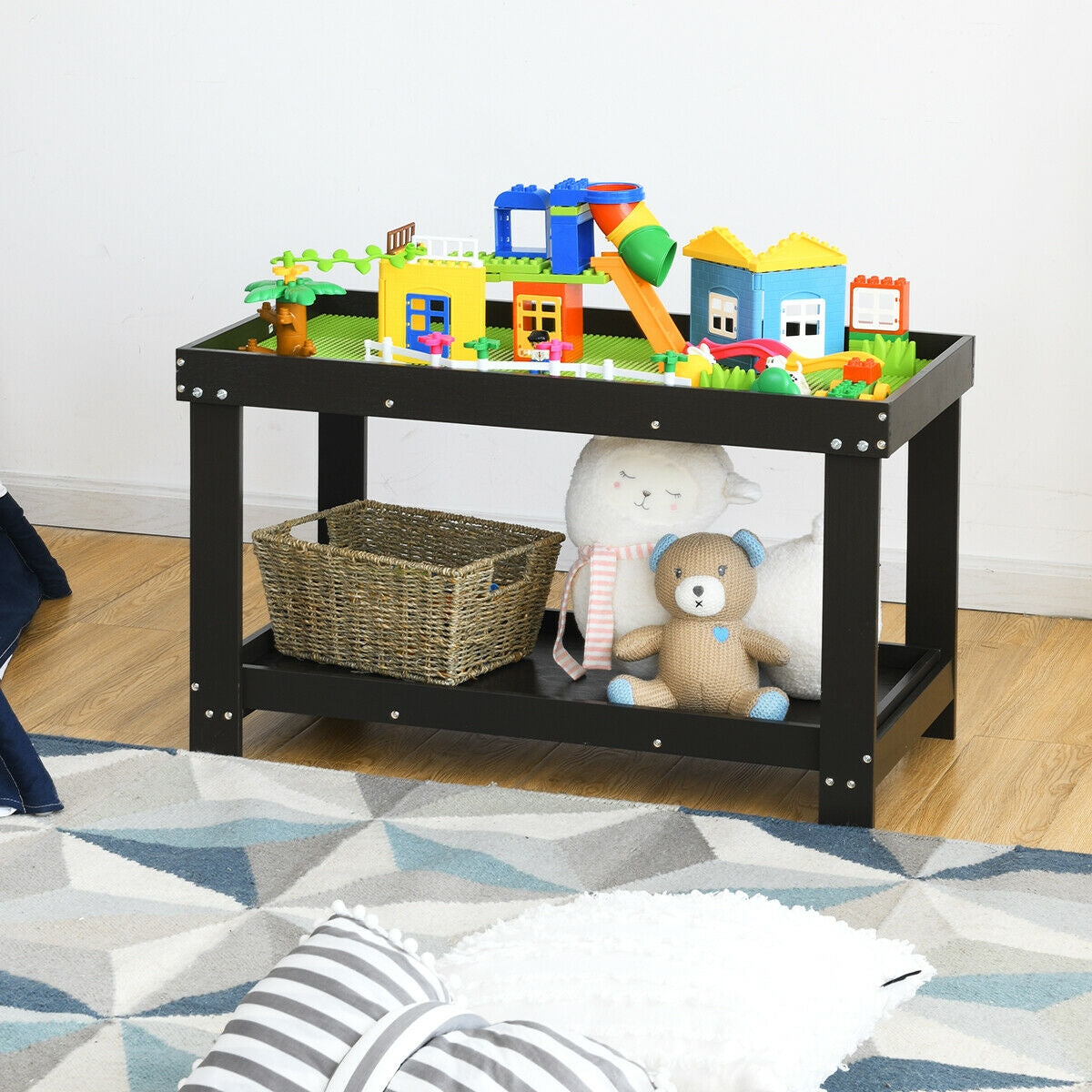 Mesa de juego de actividades para niños, multifuncional, de madera maciza