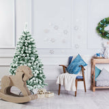 Árbol de Navidad artificial de 4.5 pies, preiluminado, con nieve y bisagras