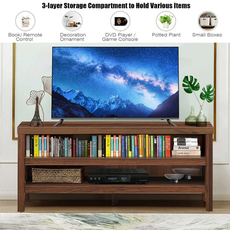Mueble de TV de 3 niveles con estantes de almacenamiento para televisores de hasta 45 pulgadas