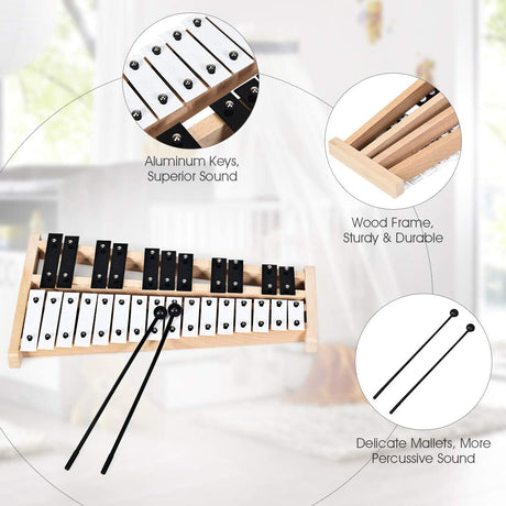 Glockenspiel Xilófono de 27 Notas con 2 Mazos de Goma