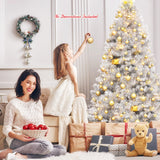 6 Feet Hinged Unlit Artificial Silver Tinsel Christmas Tree with Metal Stand