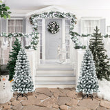 Árbol de Navidad artificial tipo lápiz con bisagras sin luz, cubierto de nieve, de 4.5 pies con 242 ramas