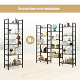 Vintage Triple Wide 5-Tier Bookcase Large Bookshelf Display Storage Shelf
