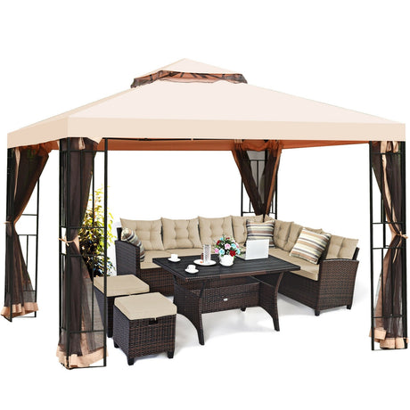 Dosel de metal de 10 x 10 pies y 2 niveles ventilado con mosquitero