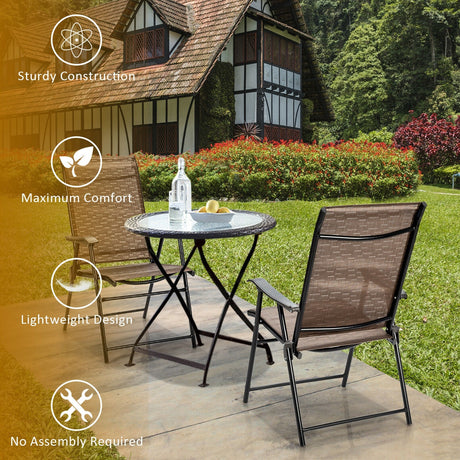 2 sillas plegables con reposabrazos para patio exterior, para camping y jardín