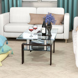 Mesa de centro rectangular de cristal con patas metálicas para salón