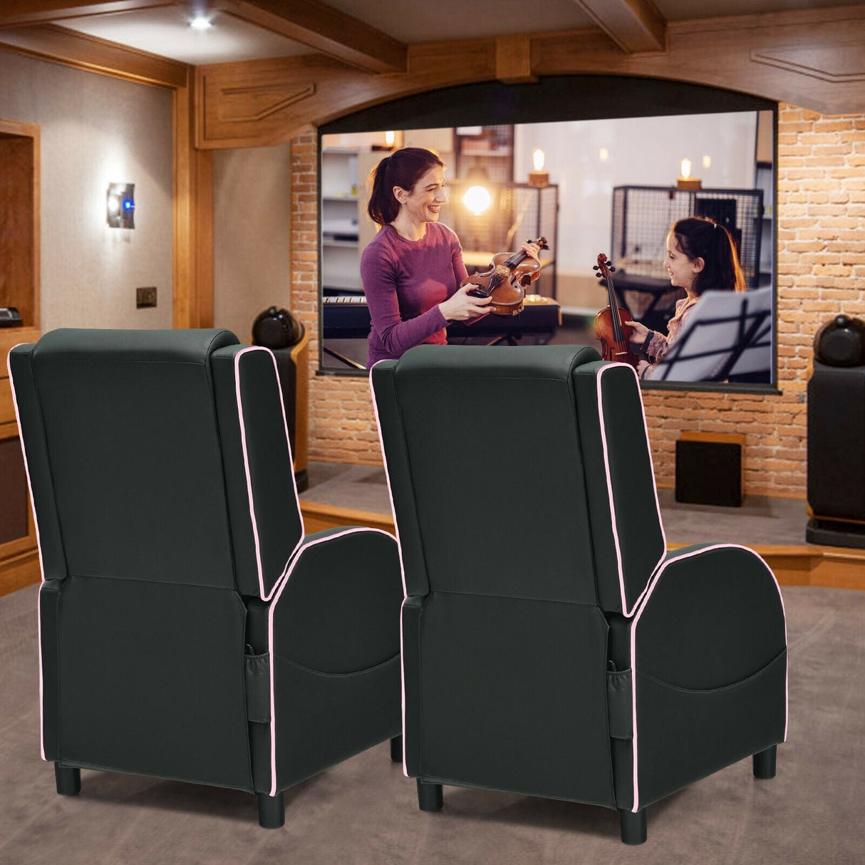Sillón reclinable de masaje para juegos con reposacabezas y respaldo ajustable para cine en casa