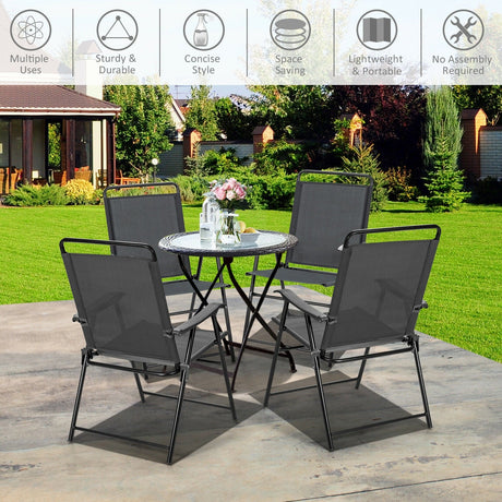4 sillas plegables portátiles para exterior con reposabrazos