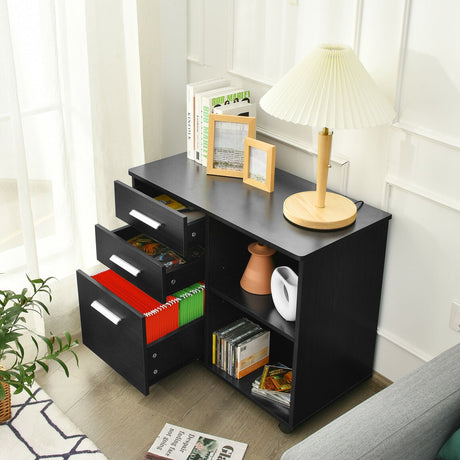 Archivador lateral móvil de 3 cajones con soporte para impresora