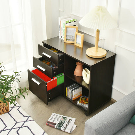 Archivador lateral móvil de 3 cajones con soporte para impresora