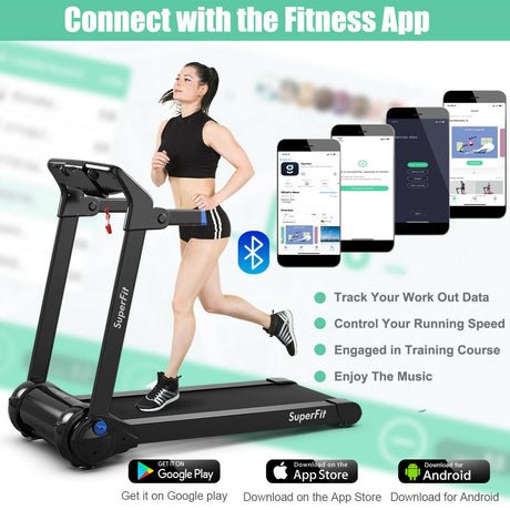 Cinta de correr eléctrica plegable de 3 HP con altavoz Bluetooth