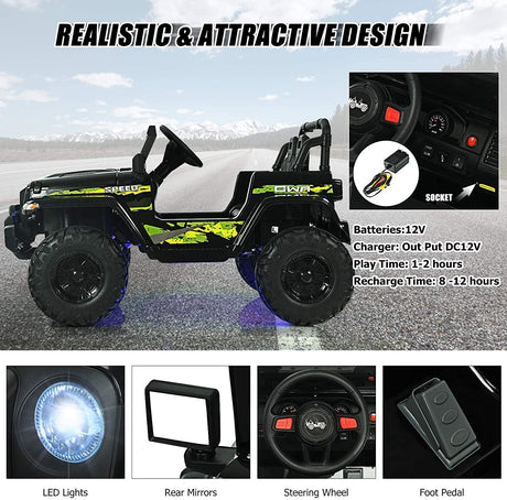 Coche Jeep Eléctrico para Niños de 12V con Control Remoto 2.4 G