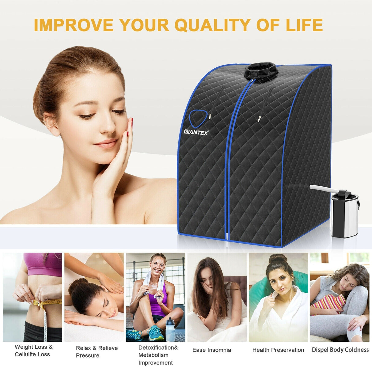 Portable Personal Steam Sauna Spa with 3L Blast-proof Steamer Chair