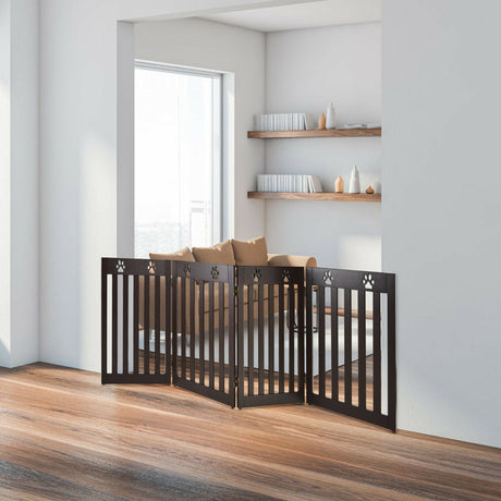 Barrera de seguridad plegable de madera de 24 pulgadas para mascotas, con bisagra de 360°