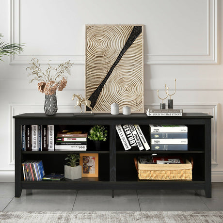 Mueble de TV con 4 compartimentos para televisores de hasta 65 pulgadas con estante ajustable en 3 posiciones de altura