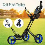 Carro de golf plegable de 3 ruedas con freno, marcador y mango ajustable