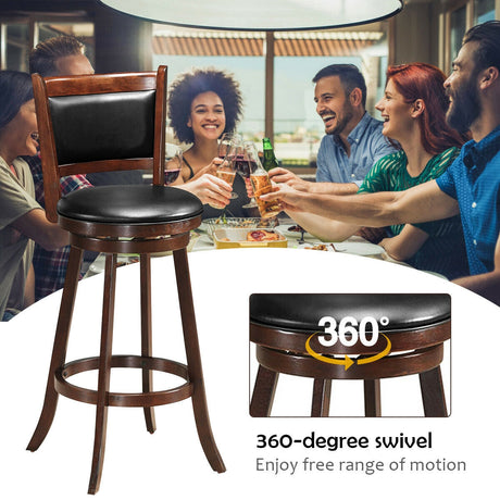 Taburete giratorio de altura de barra de 29 pulgadas, de madera tapizada para comedor