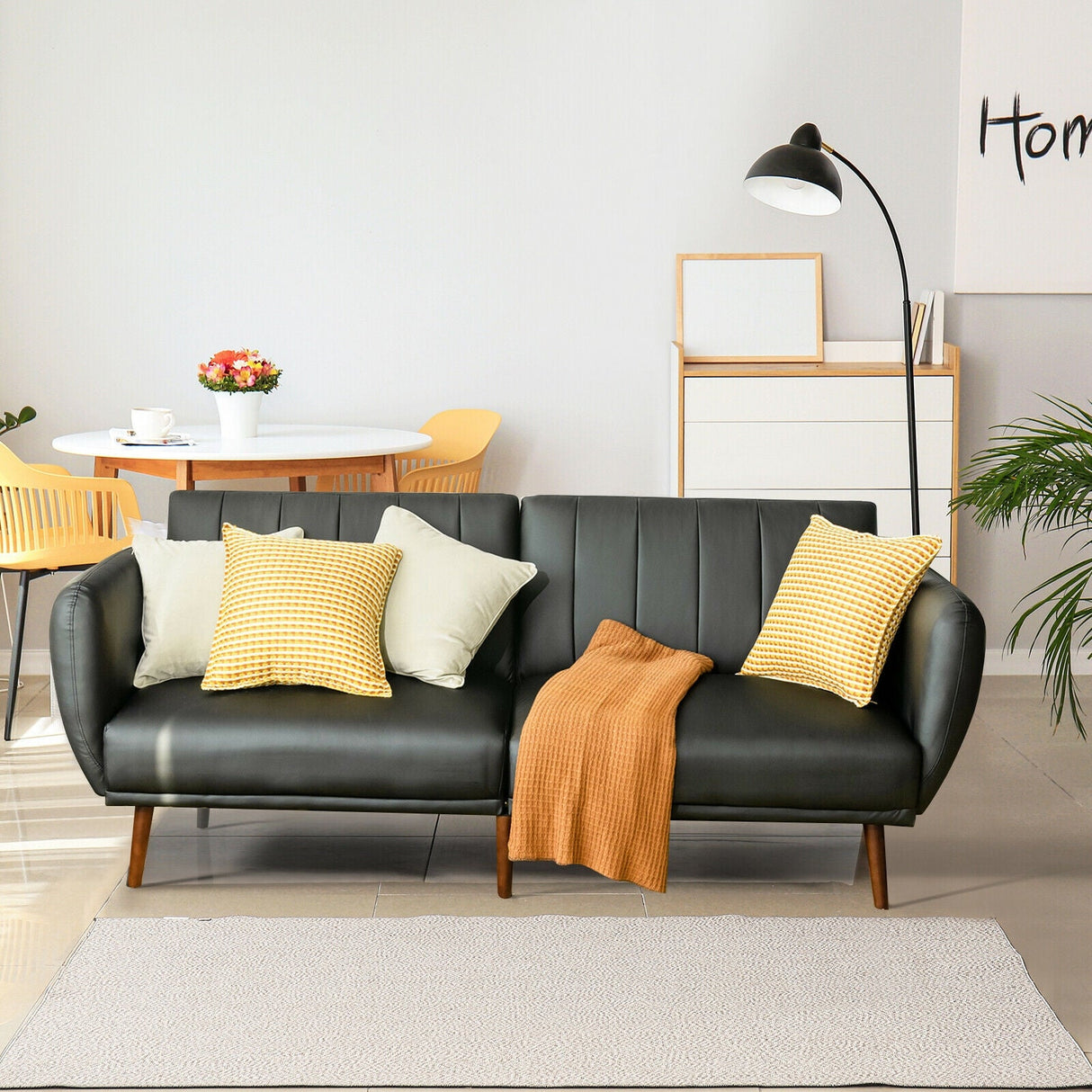 Sofá cama convertible de 3 plazas con respaldo ajustable para sala de estar