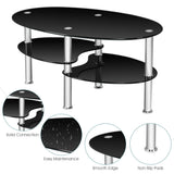 Mesa de centro ovalada de cristal templado