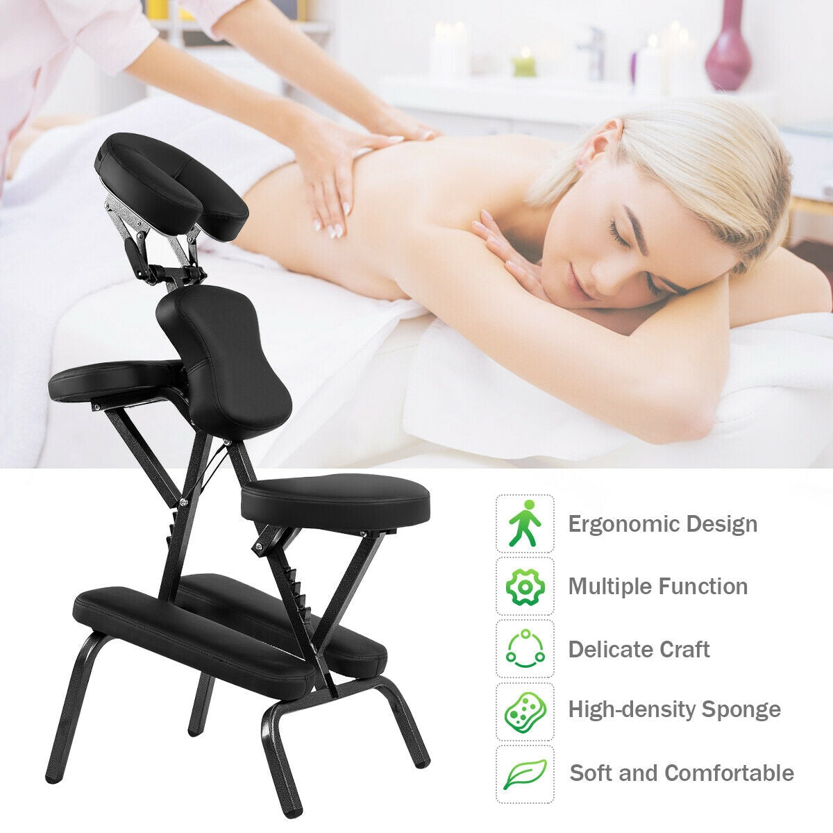Sillón de masaje de viaje de cuero sintético con