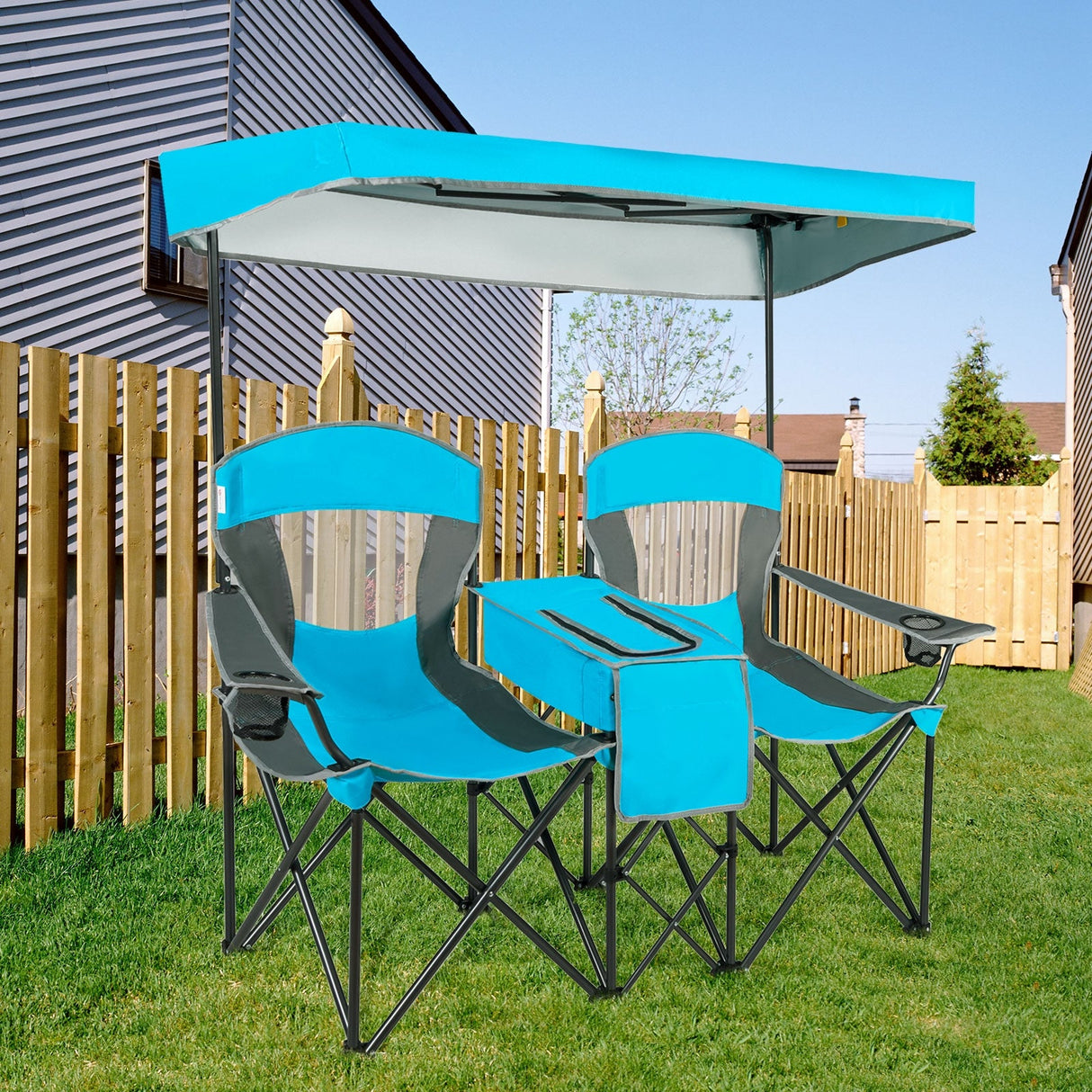 Sillas portátiles de camping plegables con dosel y portavasos