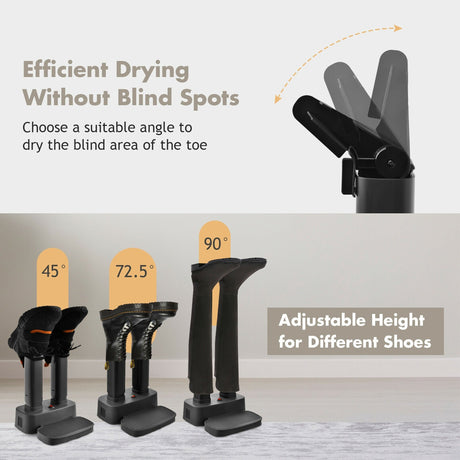 Secador de zapatos eléctrico de 2 pares con calentador portátil ajustable