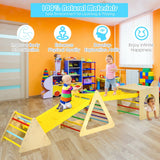 Set de gimnasio de juegos de escalada triangular 5 en 1 para niños con 2 rampas