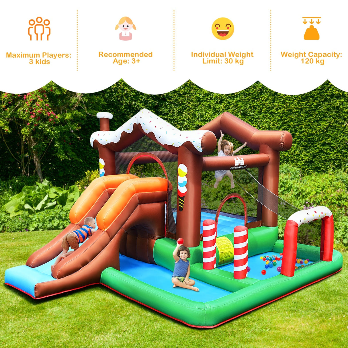 Castillo hinchable inflable con tobogán y escalador para niños sin soplador