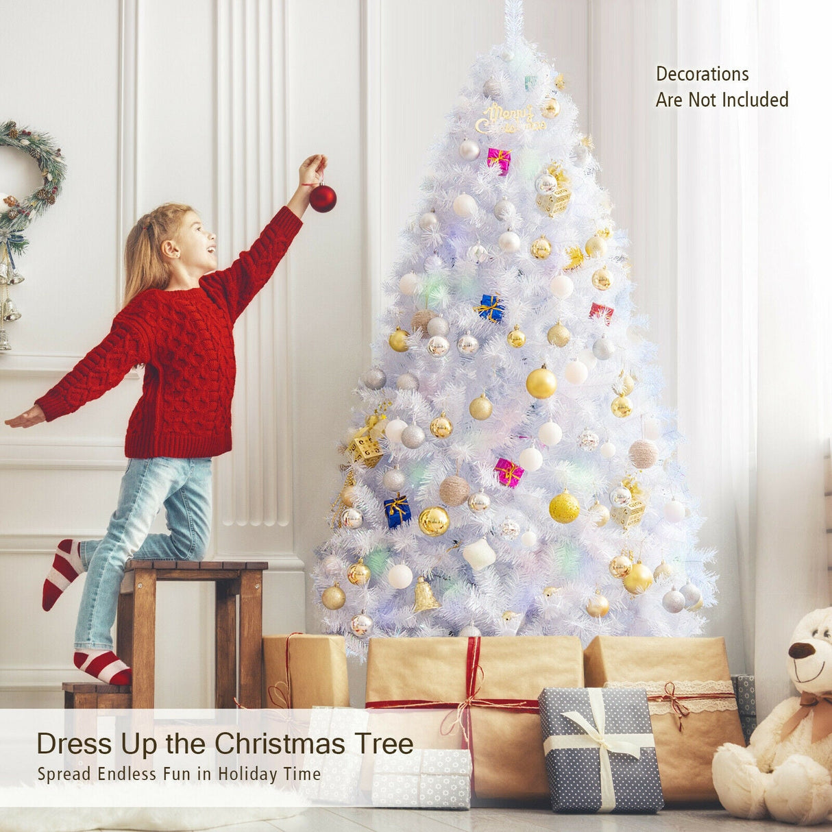 Árbol de Navidad artificial de 2,4 metros con 1636 puntas iridiscentes