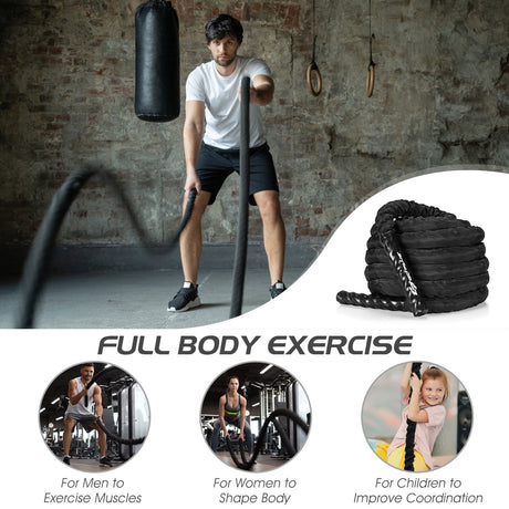 Cuerda de combate de 30/40/50 pies y 1.5 pulgadas de diámetro con funda protectora