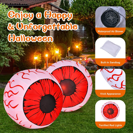 Paquete de 2 ojos inflables de Halloween de 3 pies con soplador de aire
