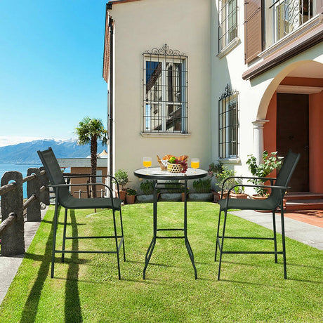 Juego de 3 taburetes de mesa de bar para patio exterior