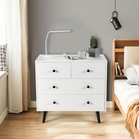 Cómoda de 4 cajones, aparador independiente, mueble, blanco