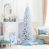 Árbol de Navidad artificial delgado tipo lápiz sin luces de 1,8 m con soporte metálico