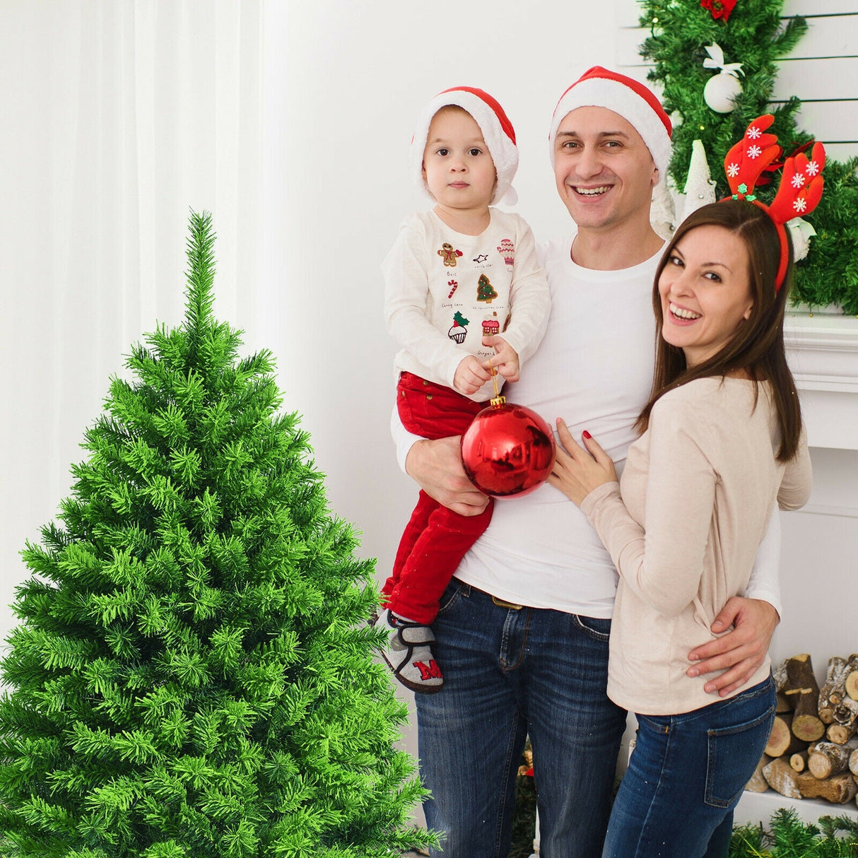 Árbol de Navidad artificial nevado con soporte metálico