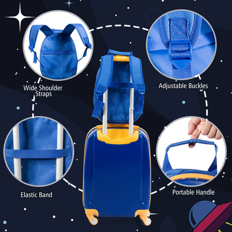 Juego de equipaje de 2 piezas para niños, maleta con ruedas y mochila - Rosa