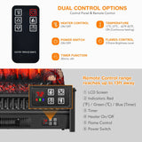Calefactor de leña eléctrico de 1400 W con brillo de llama ajustable - Negro
