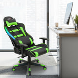 Silla Gaming Giratoria Ajustable con Luces LED y Mando a Distancia