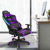 Silla Gaming Giratoria Ajustable con Luces LED y Mando a Distancia