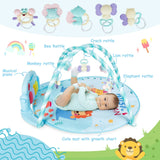 Baby Activity Play Piano Gym Mat with 5 Hanging Sensory Toys