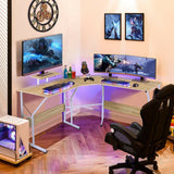 Mesa de escritorio para ordenador en forma de L reversible de 88,5 pulgadas con soporte para monitor