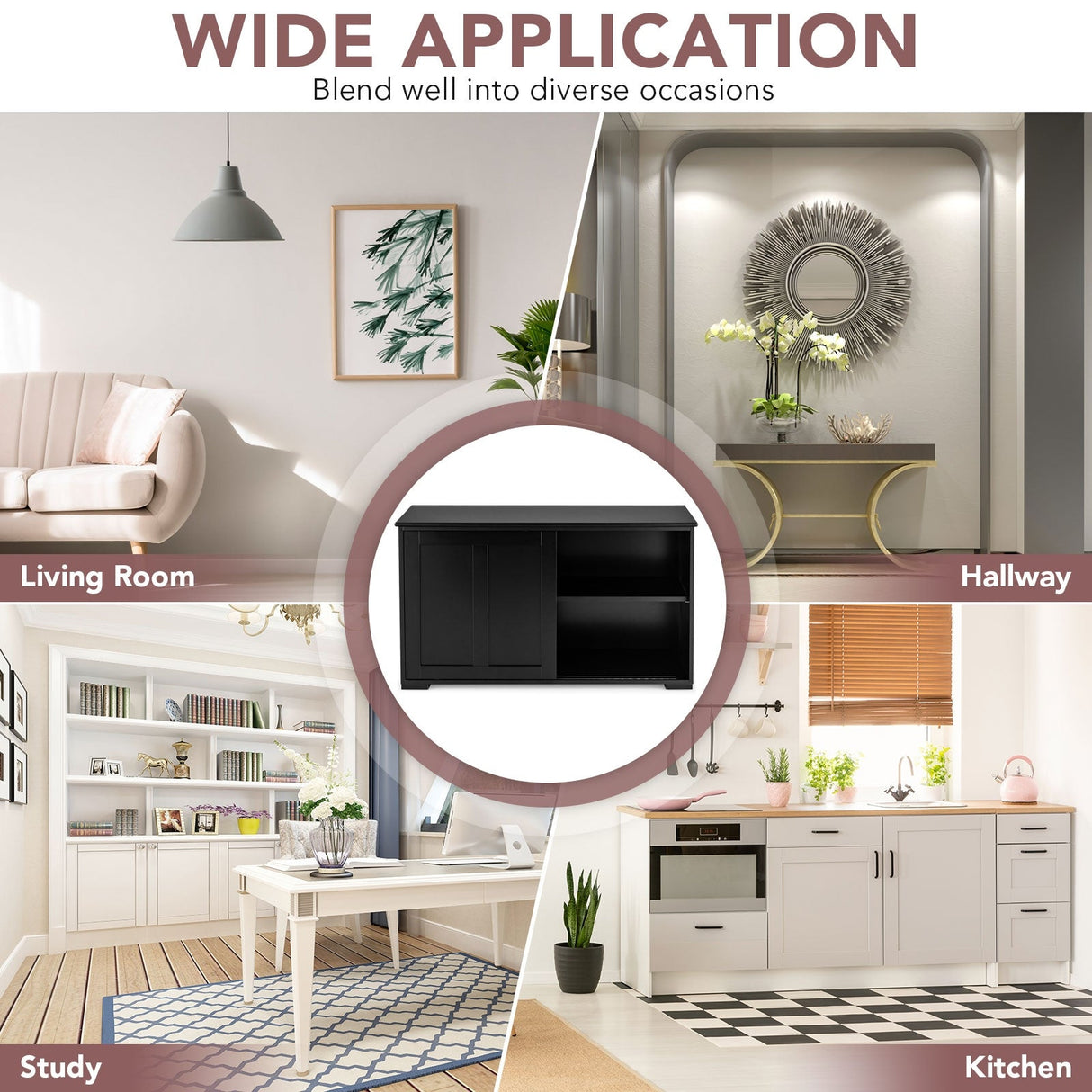 Mueble de cocina con puerta corrediza de madera