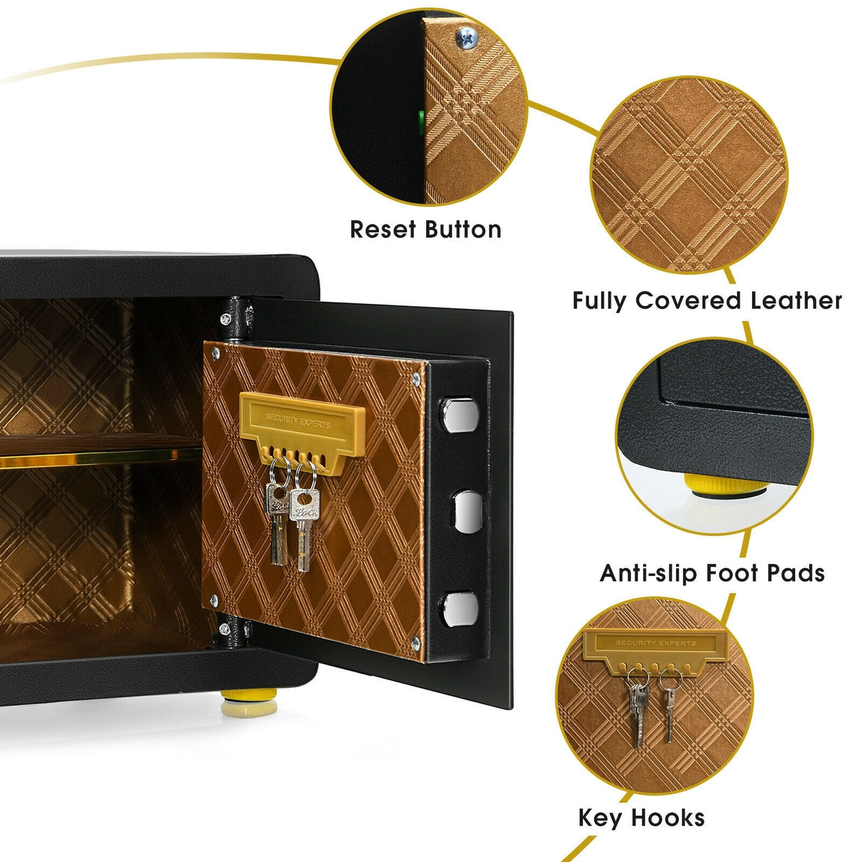 Caja fuerte electrónica a prueba de fuego e impermeable de 1.0 pies cúbicos con teclado digital y llave