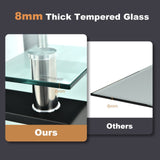 Mesa de centro rectangular de cristal con patas metálicas para salón