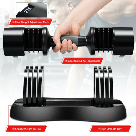 Mancuerna ajustable 5 en 1 de 27.5 libras para gimnasio, hogar y oficina