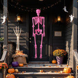 Esqueleto rosa articulado de 1,68 m (5,5 pies) de tamaño real para Halloween